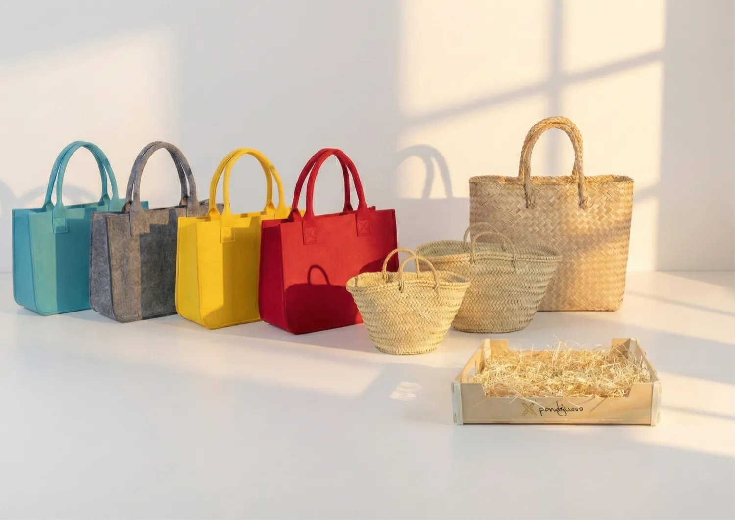Bolsas y capazos reutilizables de Pandejuevo para regalos y lotes gourmet